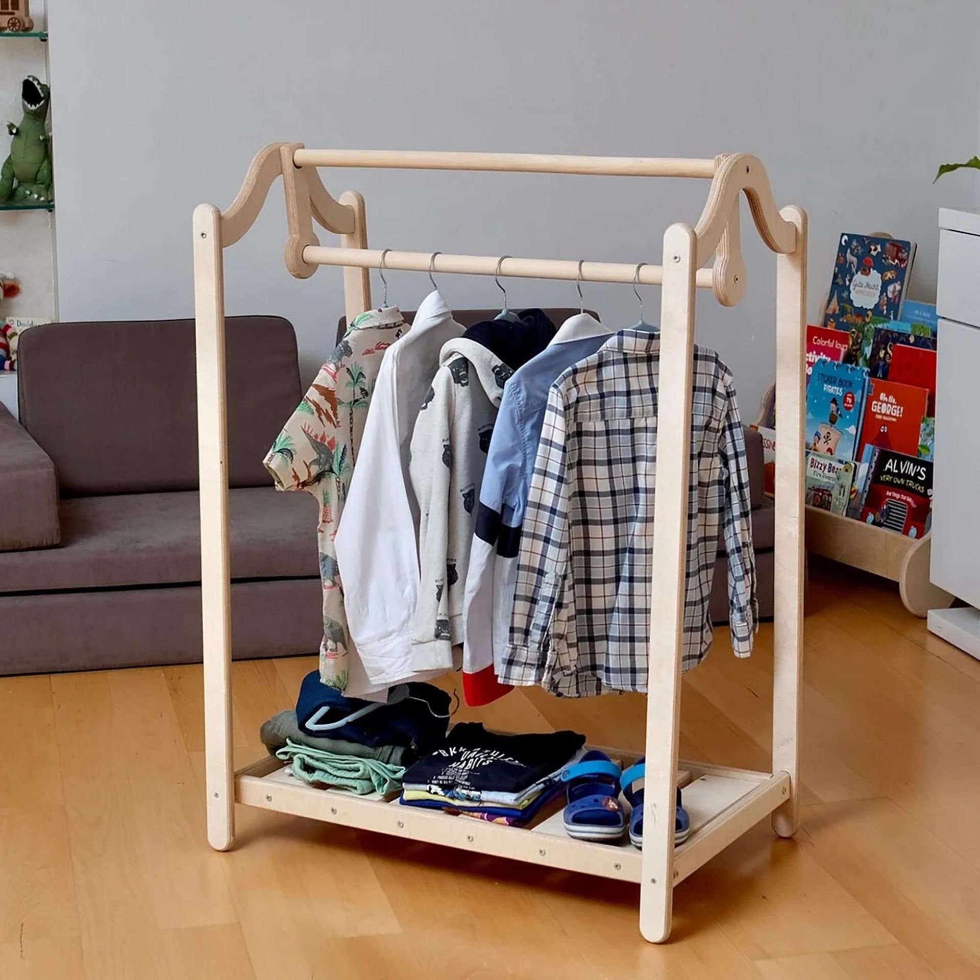 Lila Montessori Ahşap Çocuk Elbise Askısı, 90x75, CPT3701-70