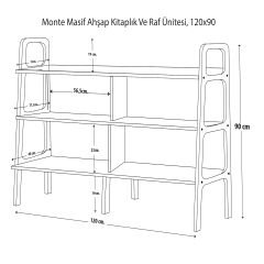 Monte, Ahşap Kitaplık Ve Raf Ünitesi, 120x90
