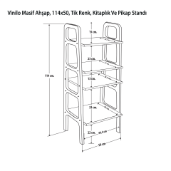 Vinilo, Ahşap, 114x50, Tik Renk, Kitaplık Ve Pikap Standı CPT4672-50