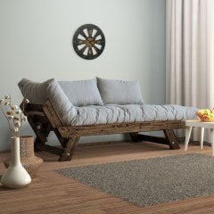 Adalar Masif Ceviz-Gri Renk Ahşap 2li Kanepe CPT8113-210