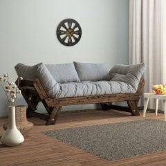 Adalar Masif Ceviz-Gri Renk Ahşap 2li Kanepe CPT8113-210
