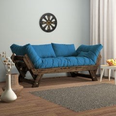 Adalar Masif Ceviz-Mavi Renk 2li Kanepe CPT8115-210