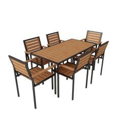 Alaca, Ahşap Bahçe Masa + 6 Sandalyeli Takım CPT7707-150