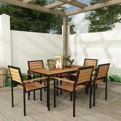 Alaca, Ahşap Bahçe Masa + 6 Sandalyeli Takım CPT7707-150