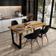 Beril Masif Natural Renk 140x70 Sandalyeli Masa Takımı CPT7662-140