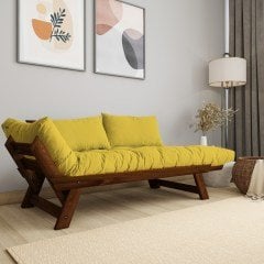 Adalar Masif Ceviz-Sarı Renk 2li Kanepe CPT8166-210