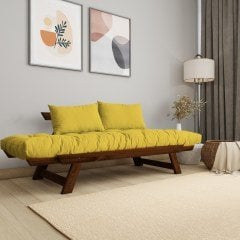 Adalar Masif Ceviz-Sarı Renk 2li Kanepe CPT8166-210