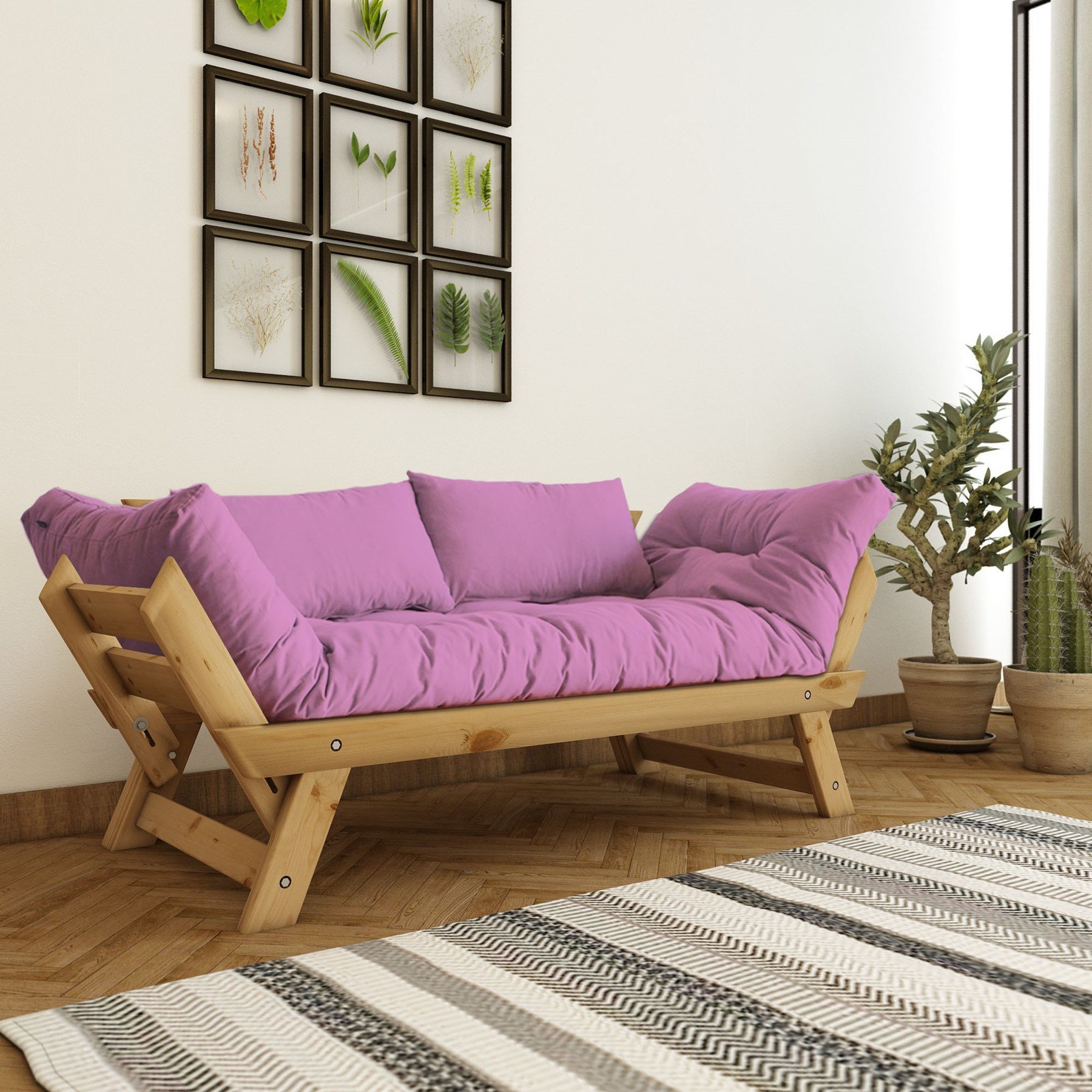 Adalar Masif Natural-Pembe Renk 2li Kanepe CPT8168-210