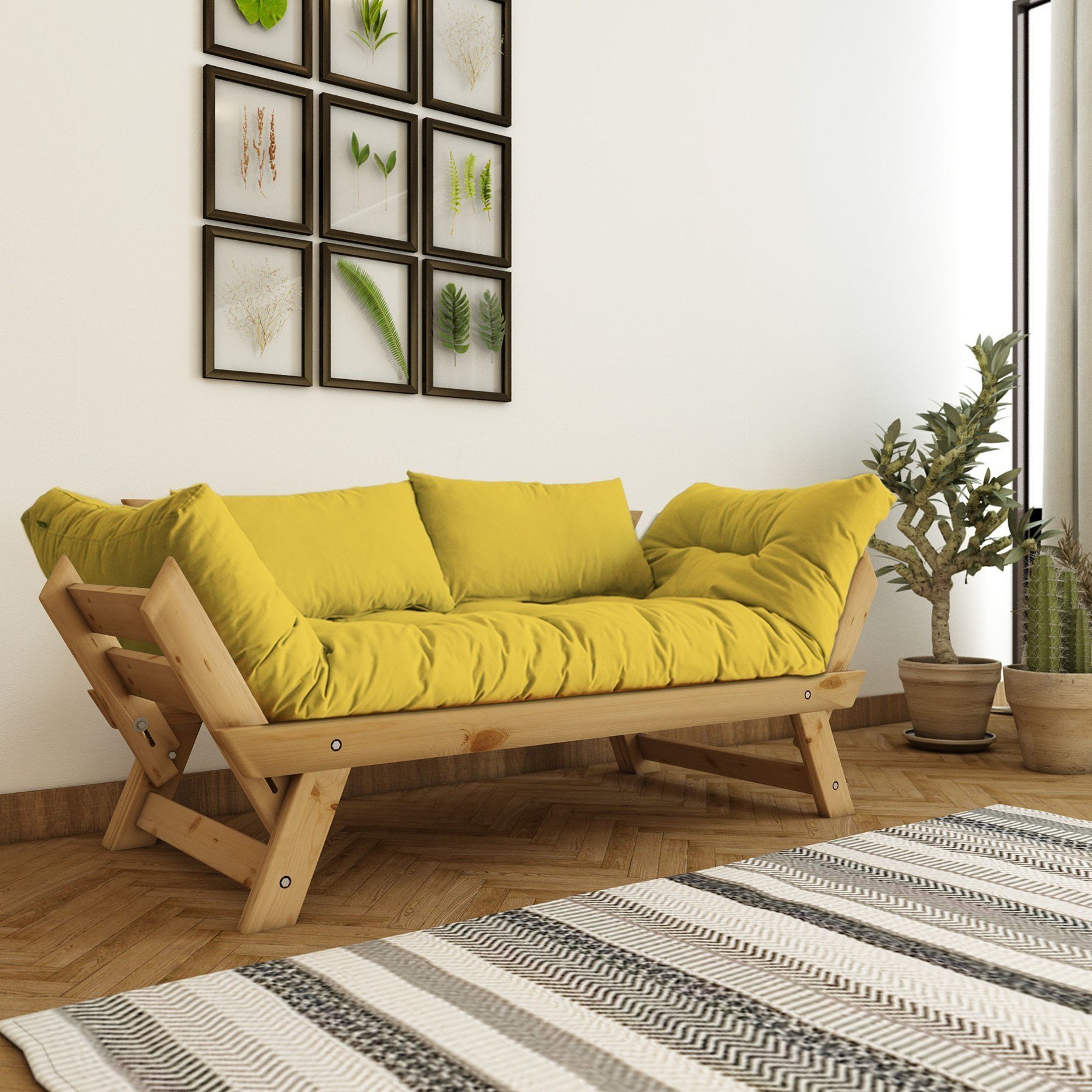 Adalar Masif Natural-Sarı Renk 2li Kanepe CPT8169-210