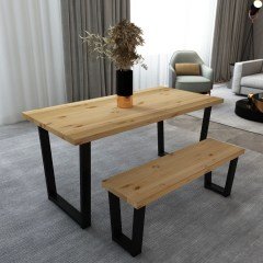 Eylül Masif Natural Renk 180x80 Banklı Yemek Masası CPT7671-180
