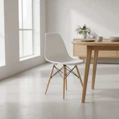 Luna, Ağaç Ayaklı, 1 Adet, Beyaz Eames Sandalye