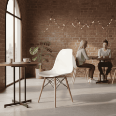 Luna, Ağaç Ayaklı, 1 Adet, Beyaz Eames Sandalye