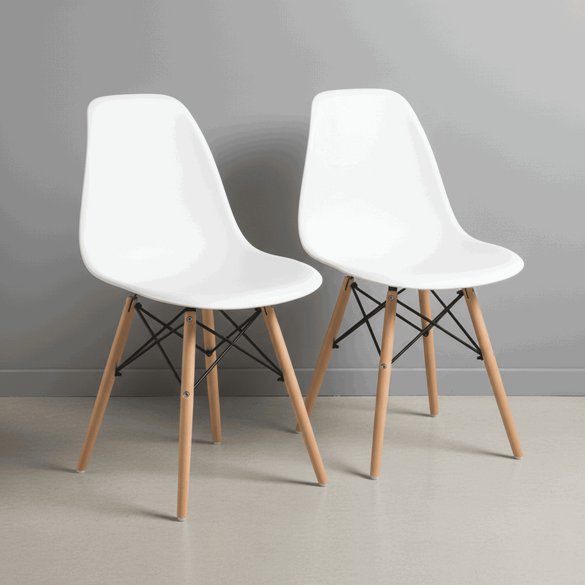 Luna, Ağaç Ayaklı, 2 Adet, Beyaz Eames Sandalye