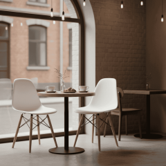 Luna, Ağaç Ayaklı, 2 Adet, Beyaz Eames Sandalye