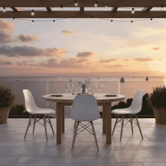 Luna, Ağaç Ayaklı, 2 Adet, Beyaz Eames Sandalye