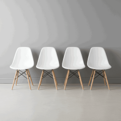 Luna, Ağaç Ayaklı, 4 Adet, Beyaz Eames Sandalye