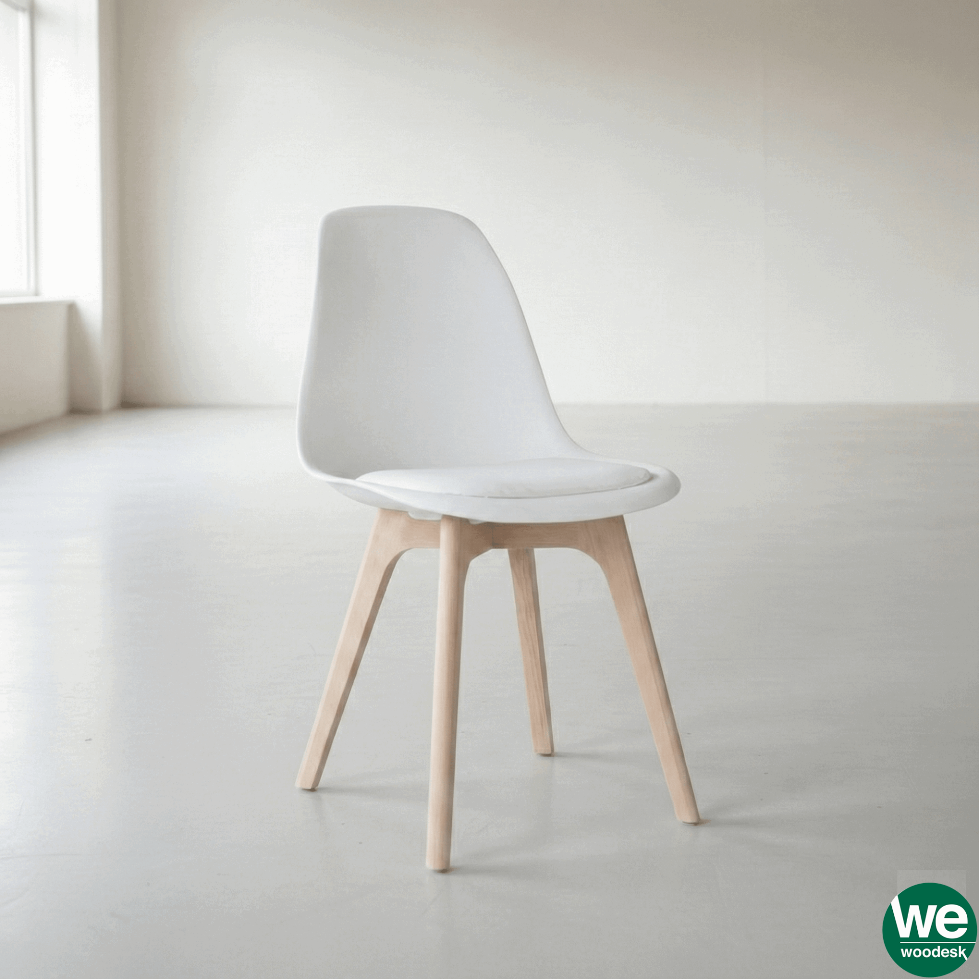 Monza Ağaç Ayaklı, Minderli, Beyaz Sandalye SND3014-1BYZ