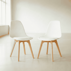 Monza Ağaç Ayaklı, Minderli, 2 ADET Beyaz Sandalye SND3015-2BYZ