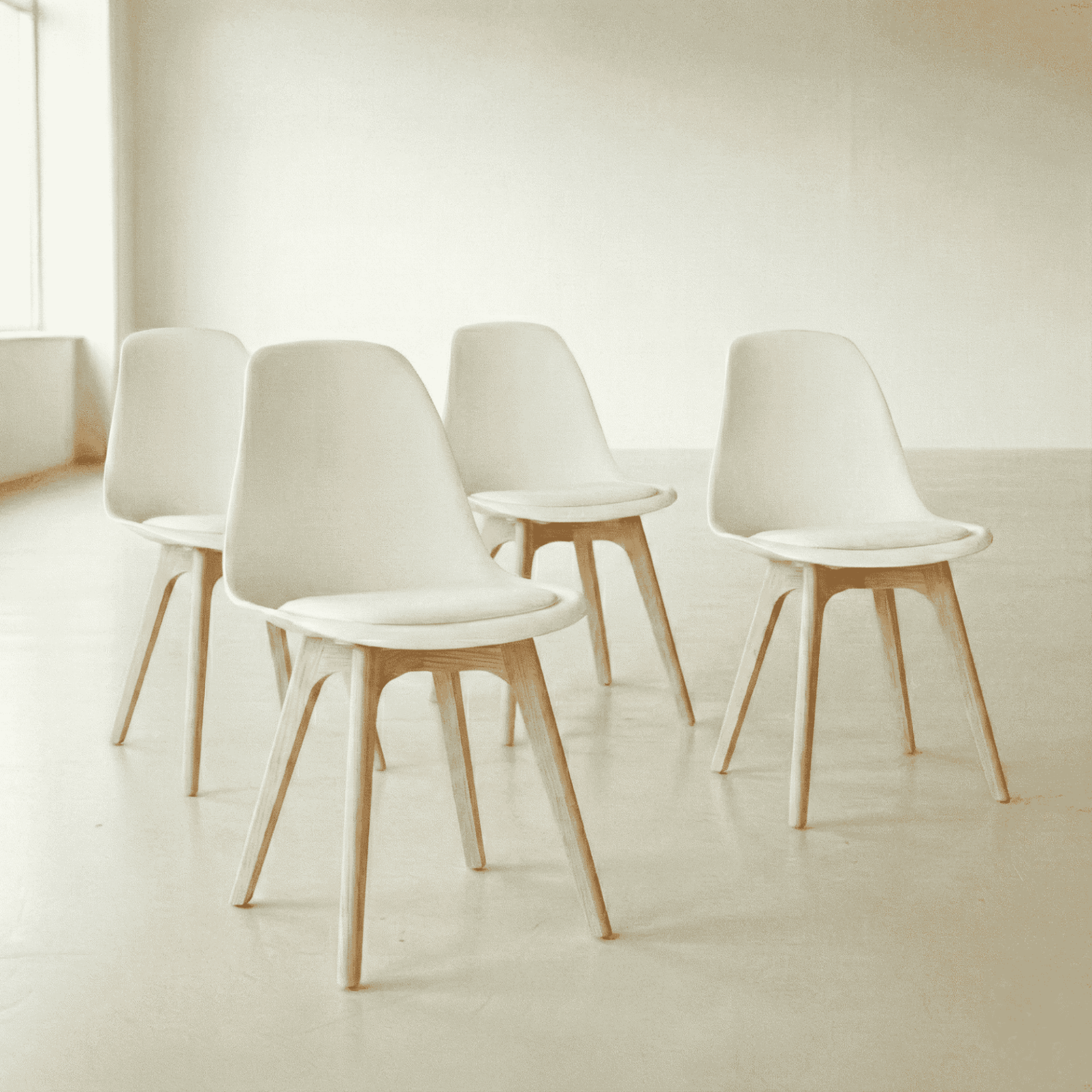 Monza Ağaç Ayaklı, Minderli, 4 ADET Beyaz Sandalye SND3016-4BYZ