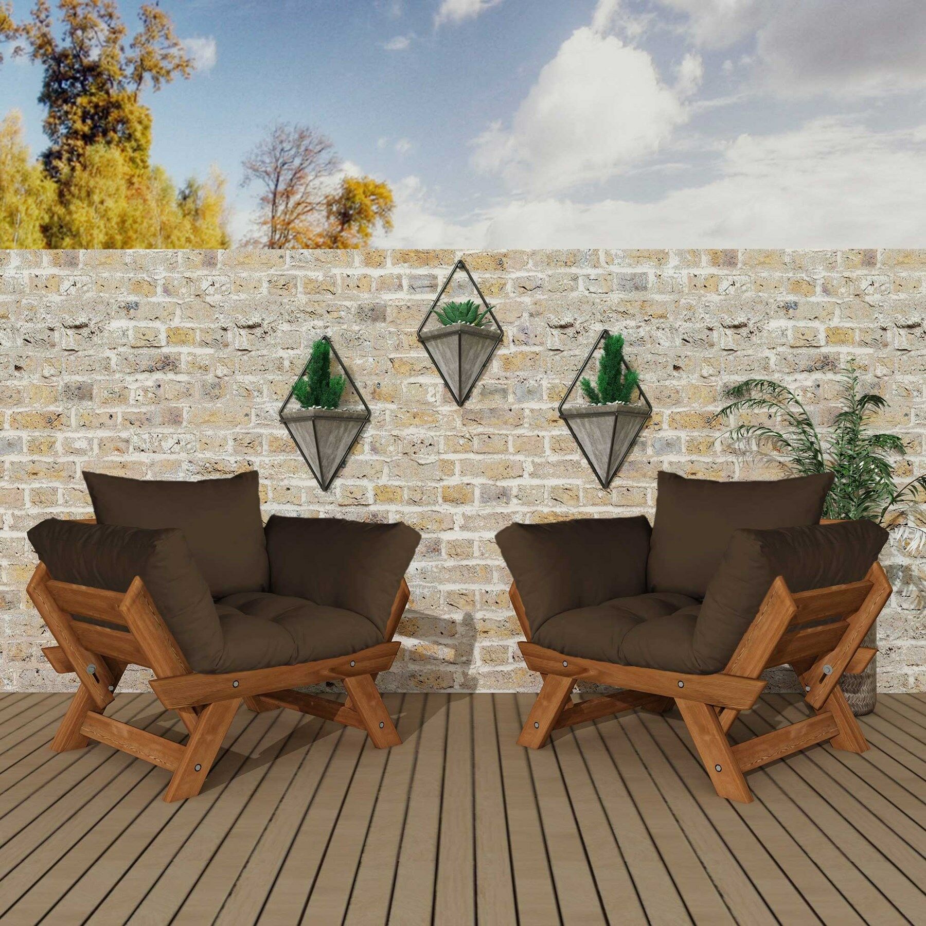 Adalar Tik-Kahverengi 1+1 Bahçe Takımı CPT8528-11TK