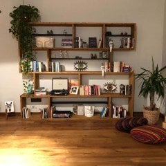 Yonca Masif Ağaç Tik Renk 200x200 Kitaplık CPT6004-200