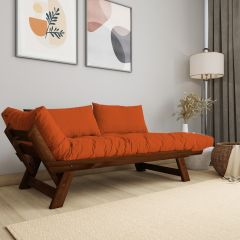 Adalar Masif Ceviz-Turuncu Renk 2li Kanepe CPT8173-210