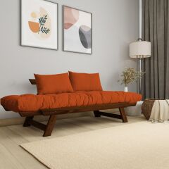 Adalar Masif Ceviz-Turuncu Renk 2li Kanepe CPT8173-210