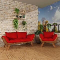Adalar Tik-Kırmızı Renk, 2+1 Bahçe Takımı CPT8569-21TK