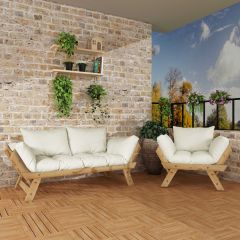 Adalar Natural-Kırık Beyaz Renk, 2+1 Bahçe Takımı CPT8577-21NB