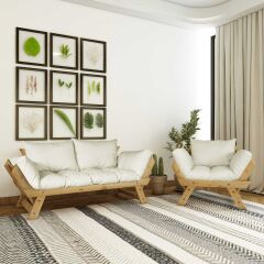 Adalar Natural-Kırık Beyaz Renk, 2+1 Bahçe Takımı CPT8577-21NB