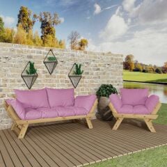 Adalar Natural-Pembe Renk, 2+1 Bahçe Takımı CPT8585-21NP