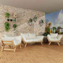 Adalar Natural-Kırık Beyaz Renk, 2+1+1 Bahçe Takımı CPT8616-211NB