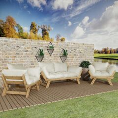 Adalar Natural-Kırık Beyaz Renk, 2+1+1 Bahçe Takımı CPT8616-211NB