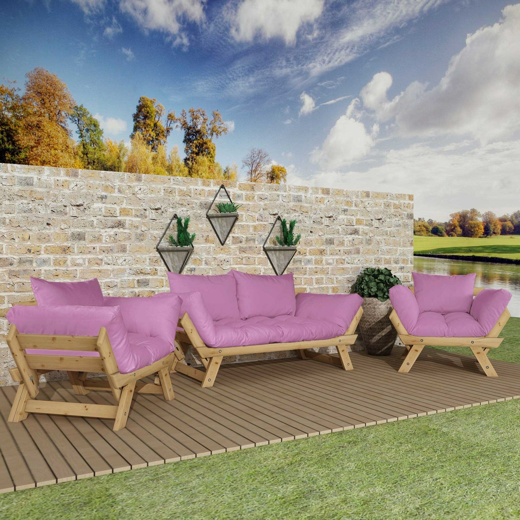 Adalar Natural-Pembe Renk, 2+1+1 Bahçe Takımı CPT8625-211NP