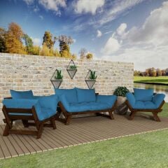 Adalar Ceviz-Mavi Renk, 2+1+1 Bahçe Takımı CPT8635-211CM