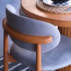 Avalon Masif Ahşap Ayaklı Sandalye Tik Kırık Beyaz Renk