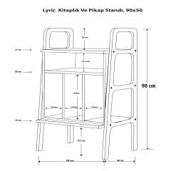 Lyric, Ahşap Kitaplık Ve Pikap Standı, 90x50