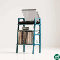 Aria, Ahşap Kitaplık Ve Pikap Standı, Mavi Renk