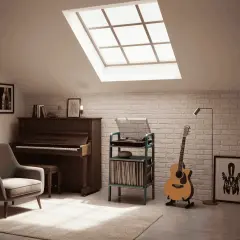 Aria, Ahşap Kitaplık Ve Pikap Standı, Mavi Renk