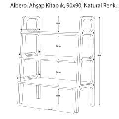 Albero, Ahşap Kitaplık, 90x90, Natural Renk, CPT4654-90