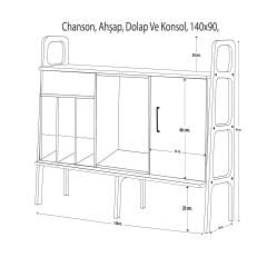 Chanson, Ahşap, Dolap Ve Konsol, 140x90, Tik Renk, CPT4658-140
