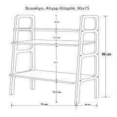 Brooklyn, Ahşap Kitaplık, 90x75, Tik Renk, CPT4663-75