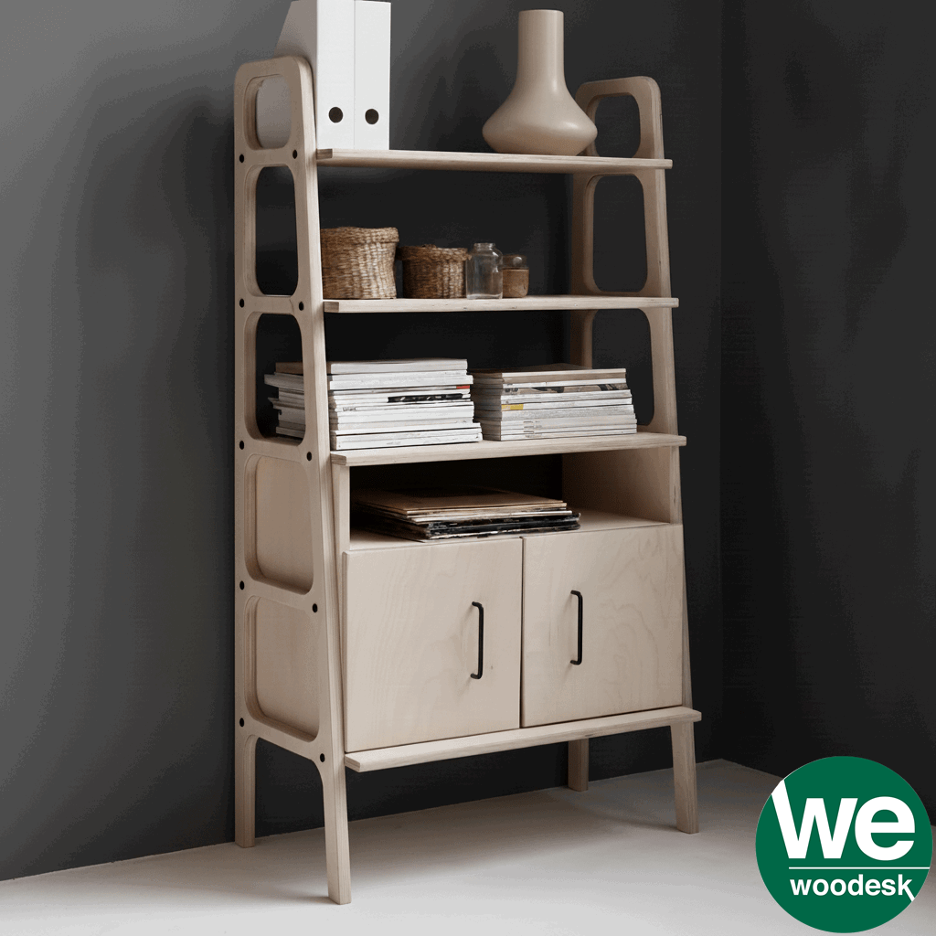 Alba, Ahşap, 140x75, Kitaplık ve Raf Ünitesi, Natural Renk