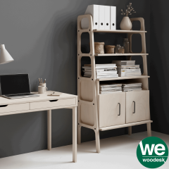 Alba, Ahşap, 140x75, Kitaplık ve Raf Ünitesi, Natural Renk