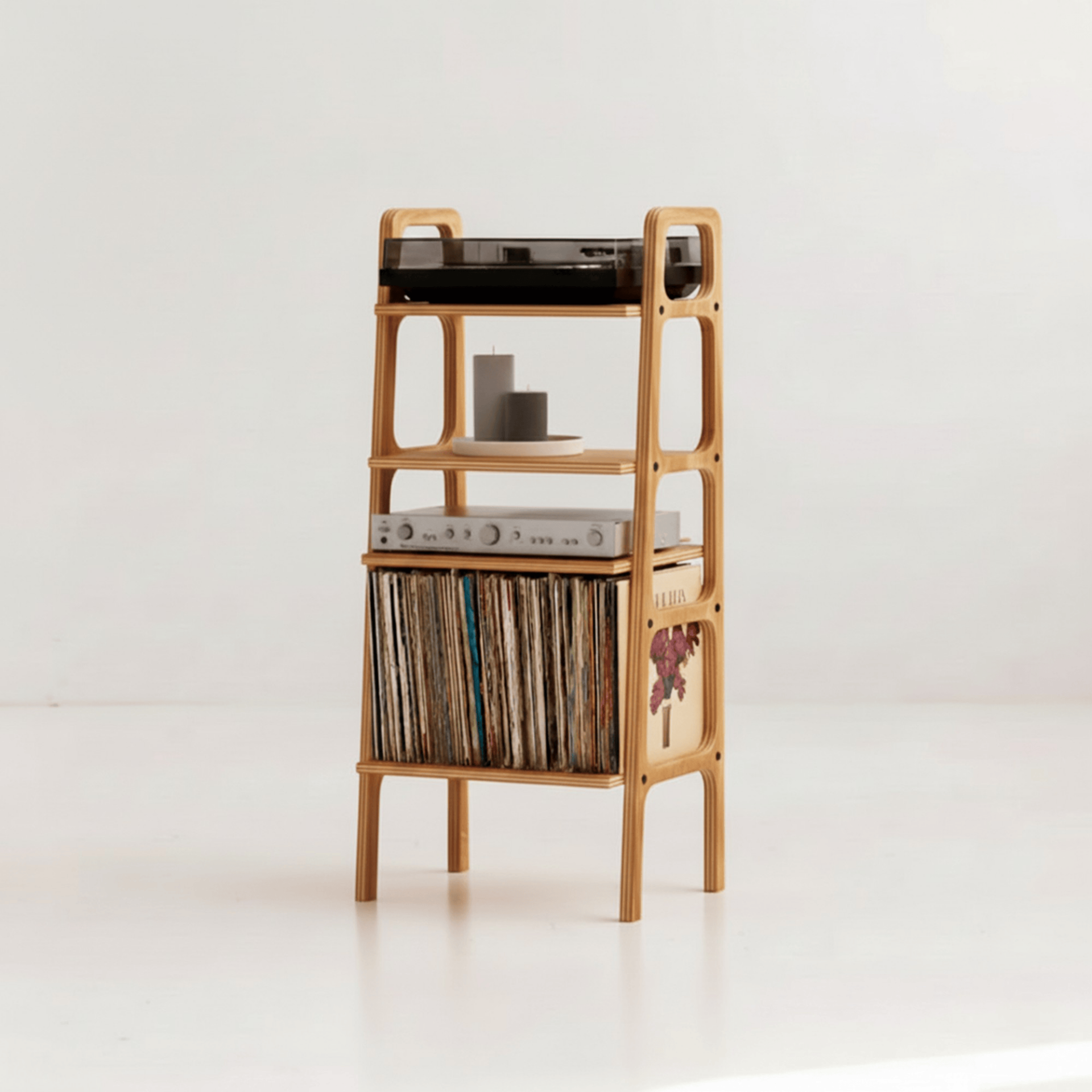 Vinilo, Ahşap, Kitaplık Ve Pikap Standı, Tik Renk