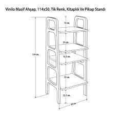 Vinilo, Ahşap, 114x50, Tik Renk, Kitaplık Ve Pikap Standı CPT4672-50