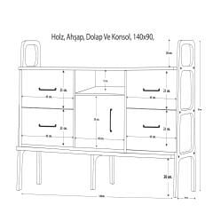 Holz, Ahşap, Dolap Ve Konsol, 140x90, Tik Renk, CPT4681-140