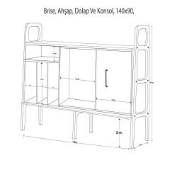 Brise, Ahşap, Dolap Ve Konsol, 140x90, Tik Renk, CPT4688-140