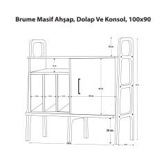Brume, Ahşap, Dolap Ve Konsol, 100x90, Tik-Beyaz Renk, CPT4691-100