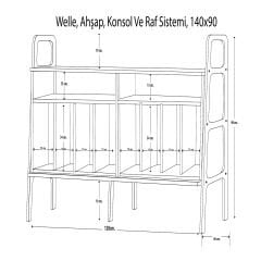 Welle, Ahşap, Konsol Ve Raf Sistemi, 140x90